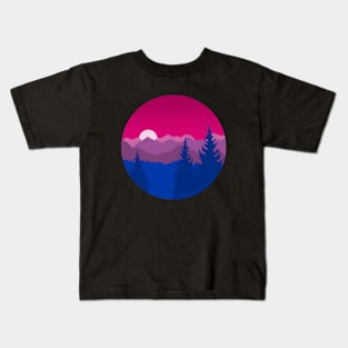 Subtle Bisexual Pride Flag Mountainscape Kids T-Shirt